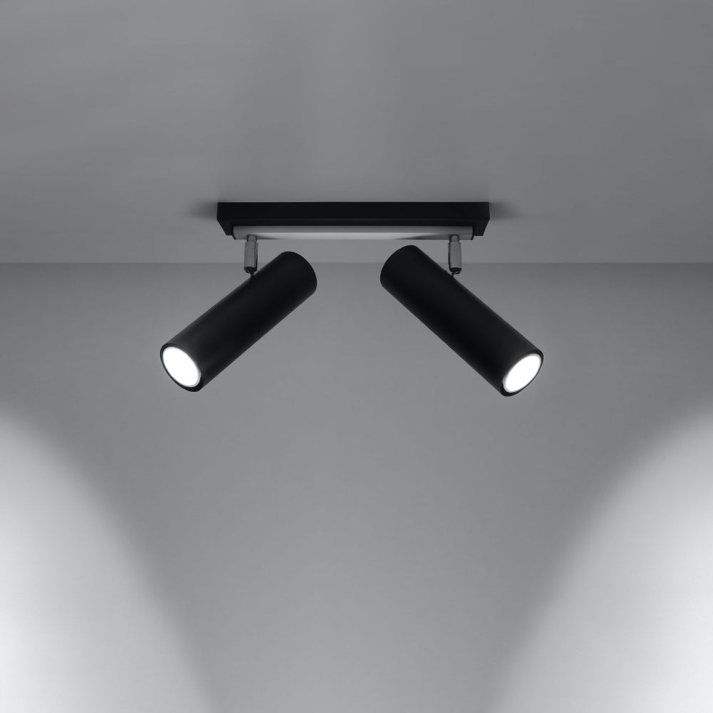 LED Plafondspot zwart zilver DIREZIONE - 2 x GU10 aansluiting