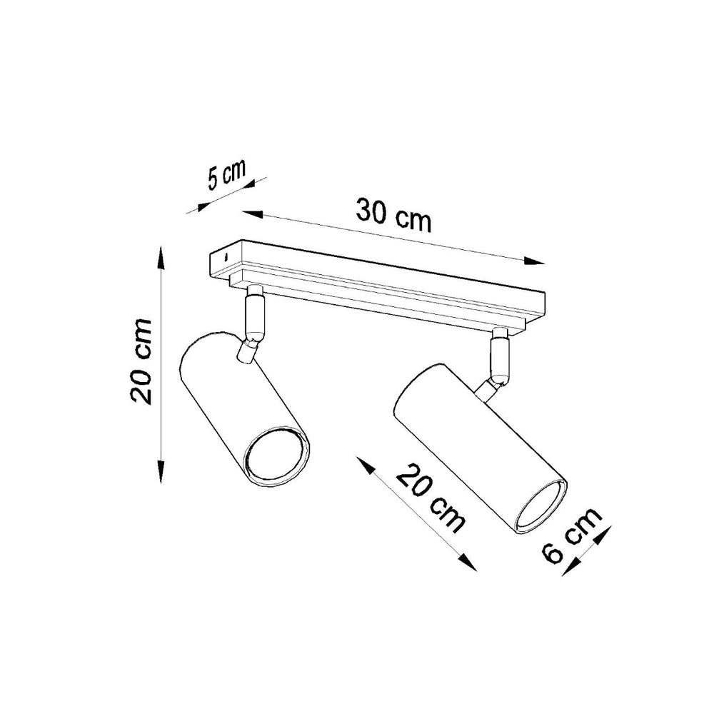 LED Plafondspot zwart zilver DIREZIONE - 2 x GU10 aansluiting