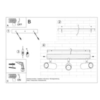LED Plafondspot zwart zilver DIREZIONE - 3 x GU10 aansluiting