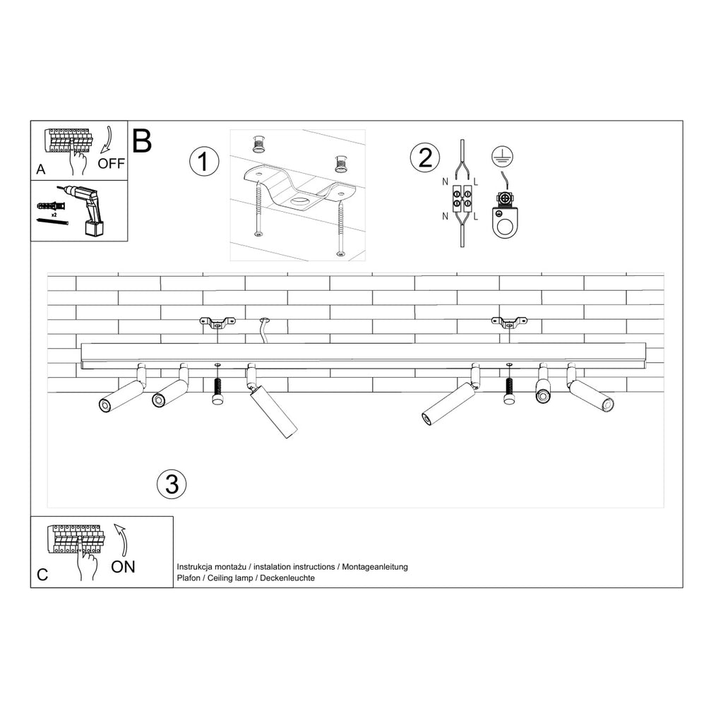 LED Plafondspot zwart EYETECH - 6 x G9 aansluiting
