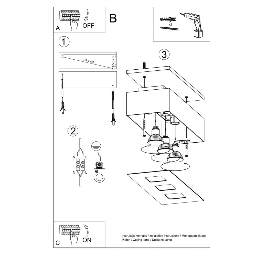 Plafondspot MONO 3 wit