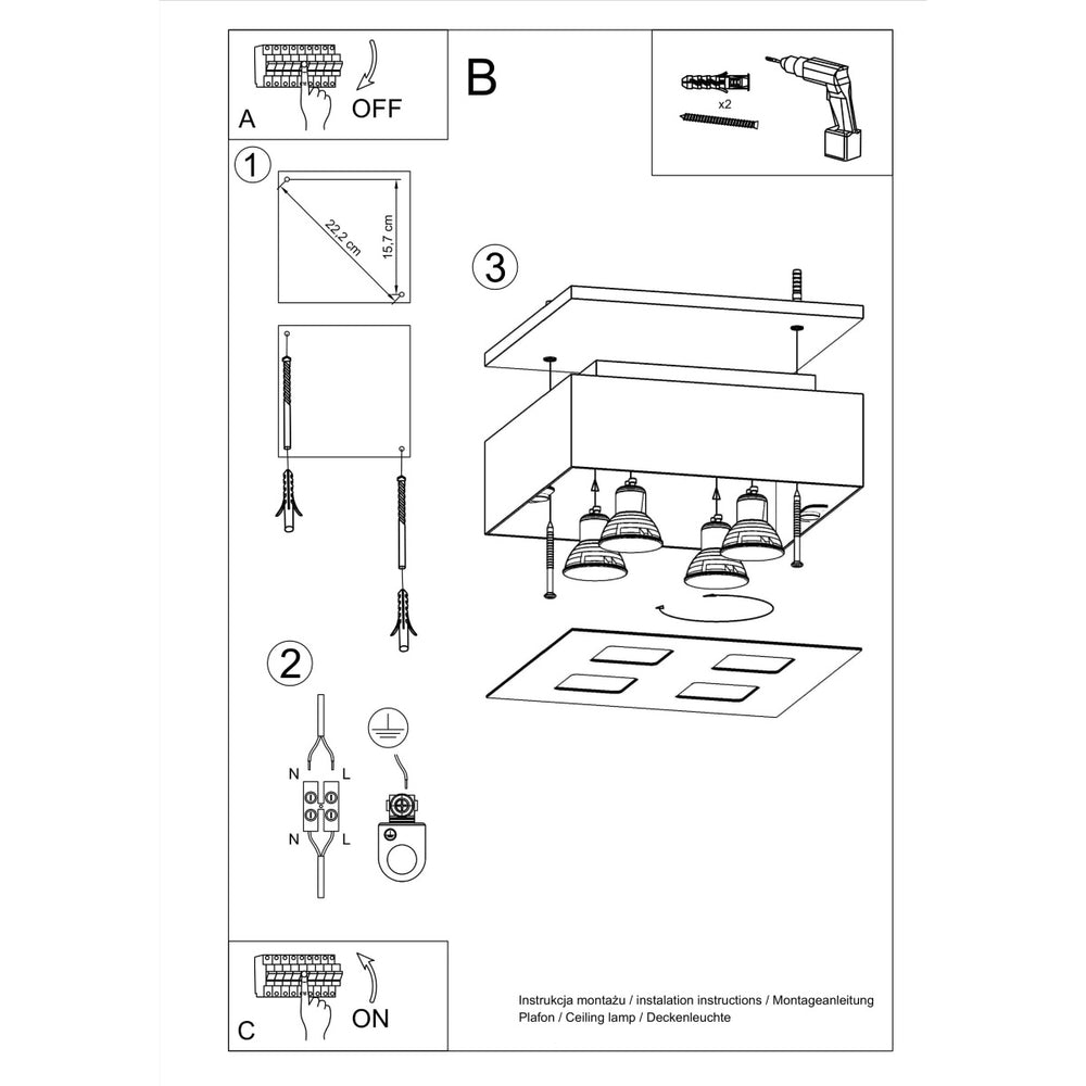 Plafondspot MONO 4 wit