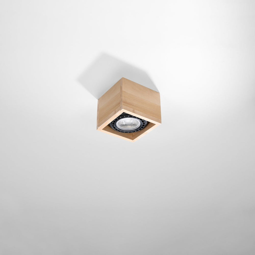 Plafondspot QUATRO 1 natuurlijk hout