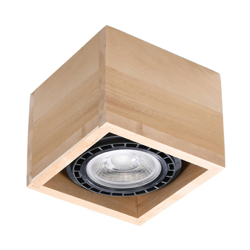 Plafondspot QUATRO 1 natuurlijk hout