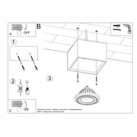 Plafondspot QUATRO 1 natuurlijk hout