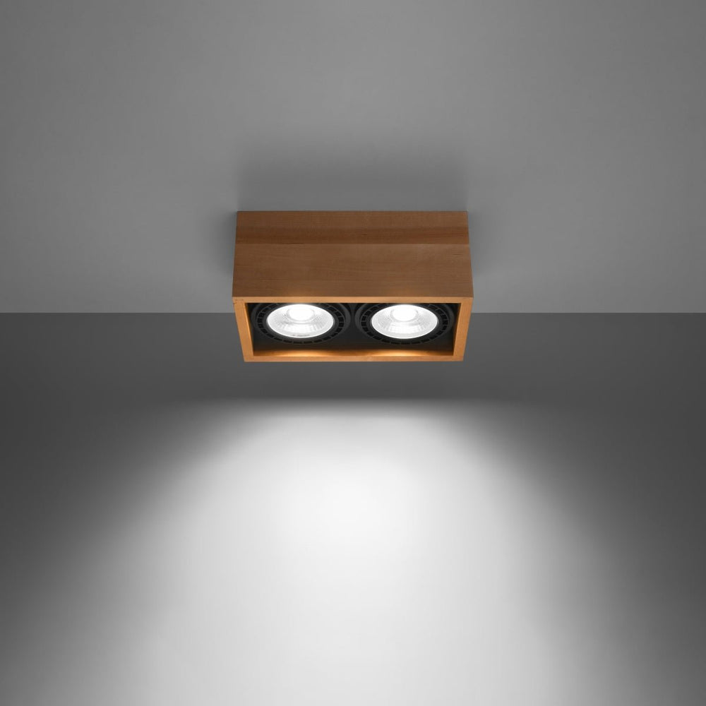 Plafondspot QUATRO 2 natuurlijk hout