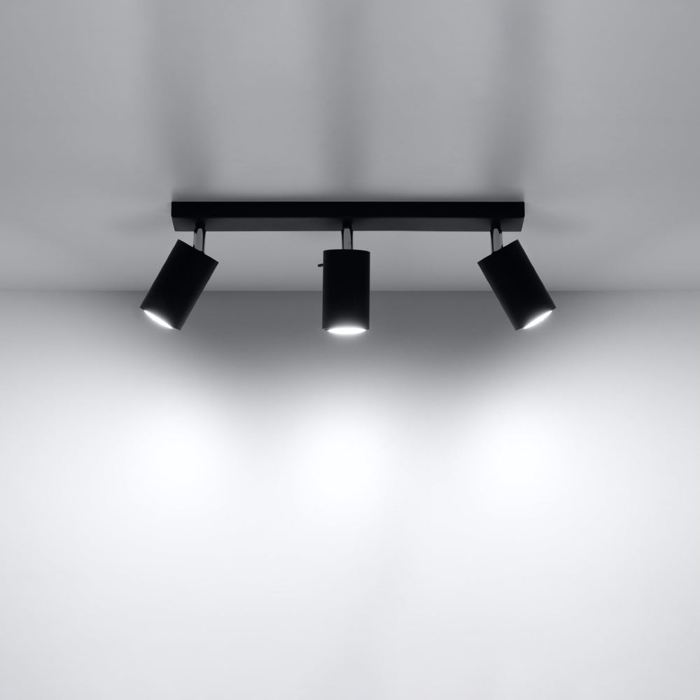 LED Plafondspot zwart RING - 3 x GU10 aansluiting