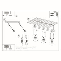 LED Plafondspot zwart RING - 3 x GU10 aansluiting