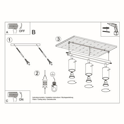 LED Plafondspot zwart RING - 3 x GU10 aansluiting