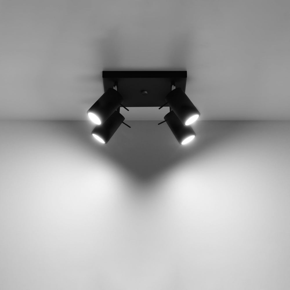 LED Plafondspot zwart RING - 4 x GU10 aansluiting