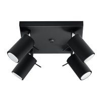 LED Plafondspot zwart RING - 4 x GU10 aansluiting