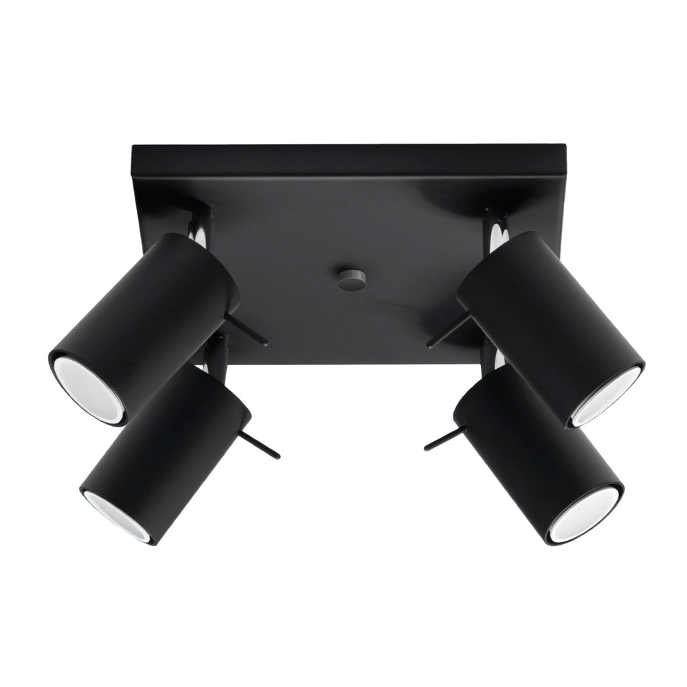 LED Plafondspot zwart RING - 4 x GU10 aansluiting