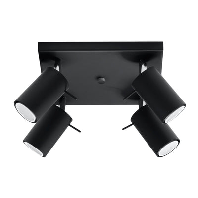 LED Plafondspot zwart RING - 4 x GU10 aansluiting