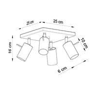 LED Plafondspot zwart RING - 4 x GU10 aansluiting