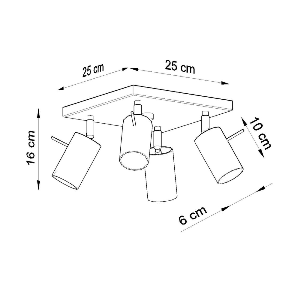 LED Plafondspot zwart RING - 4 x GU10 aansluiting