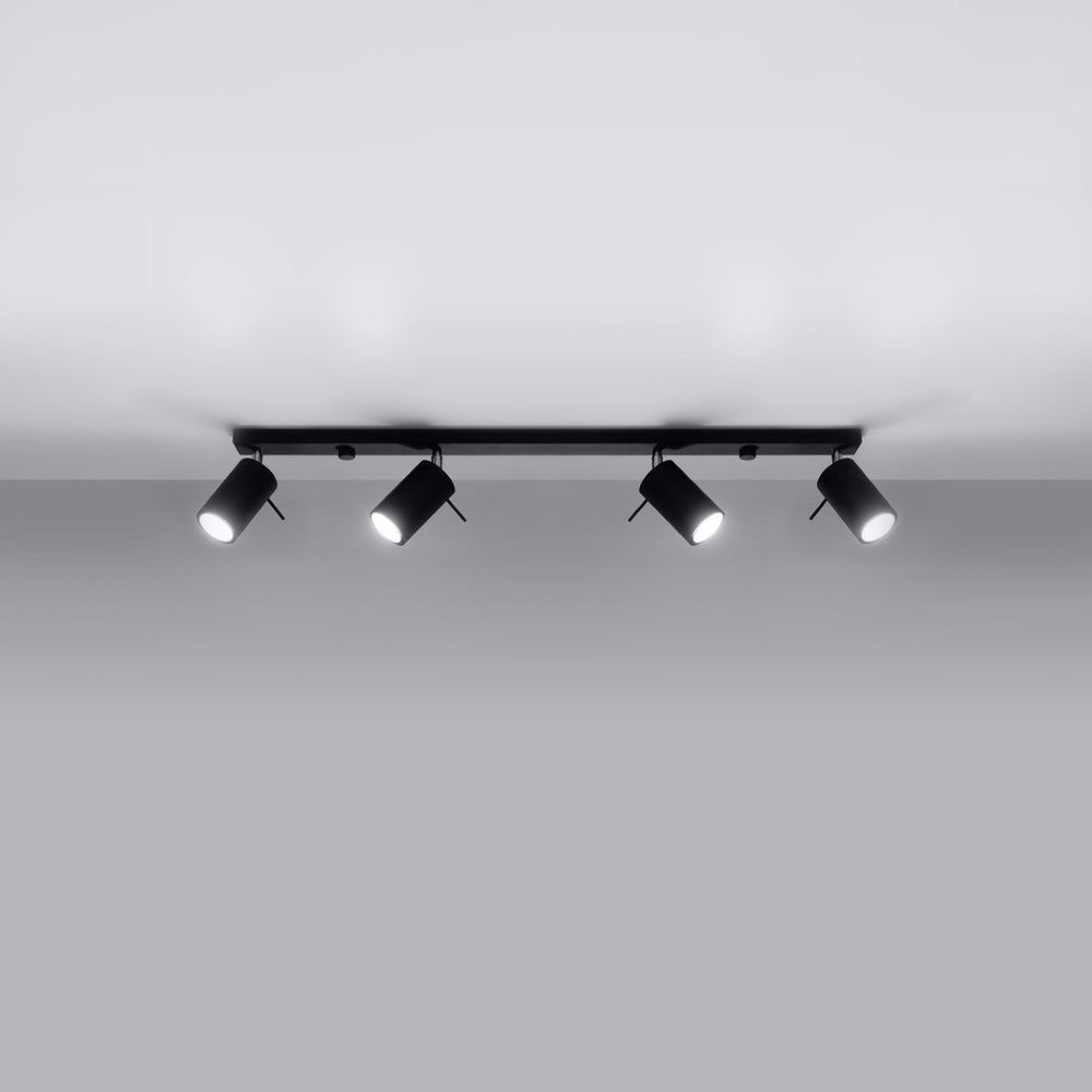 LED Plafondspot zwart RING - 4 x GU10 aansluiting