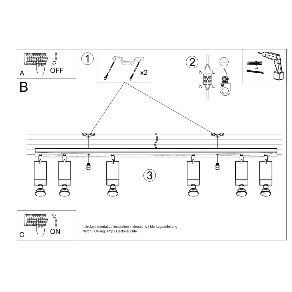 LED Plafondspot grijs RING - 4 x GU10 aansluiting