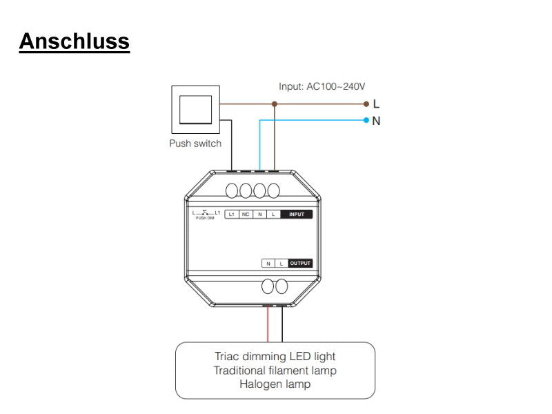 Tsong LED-Dimmer-Modul 300W AC TRIAC, kompatibel mit RF 2.4GHz Fernbedienung, IP20, 220-240V, CE RoHS