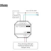 Módulo atenuador LED Tsong 300W AC TRIAC, compatible con control remoto RF 2.4GHz, IP20, 220-240V, CE RoHS