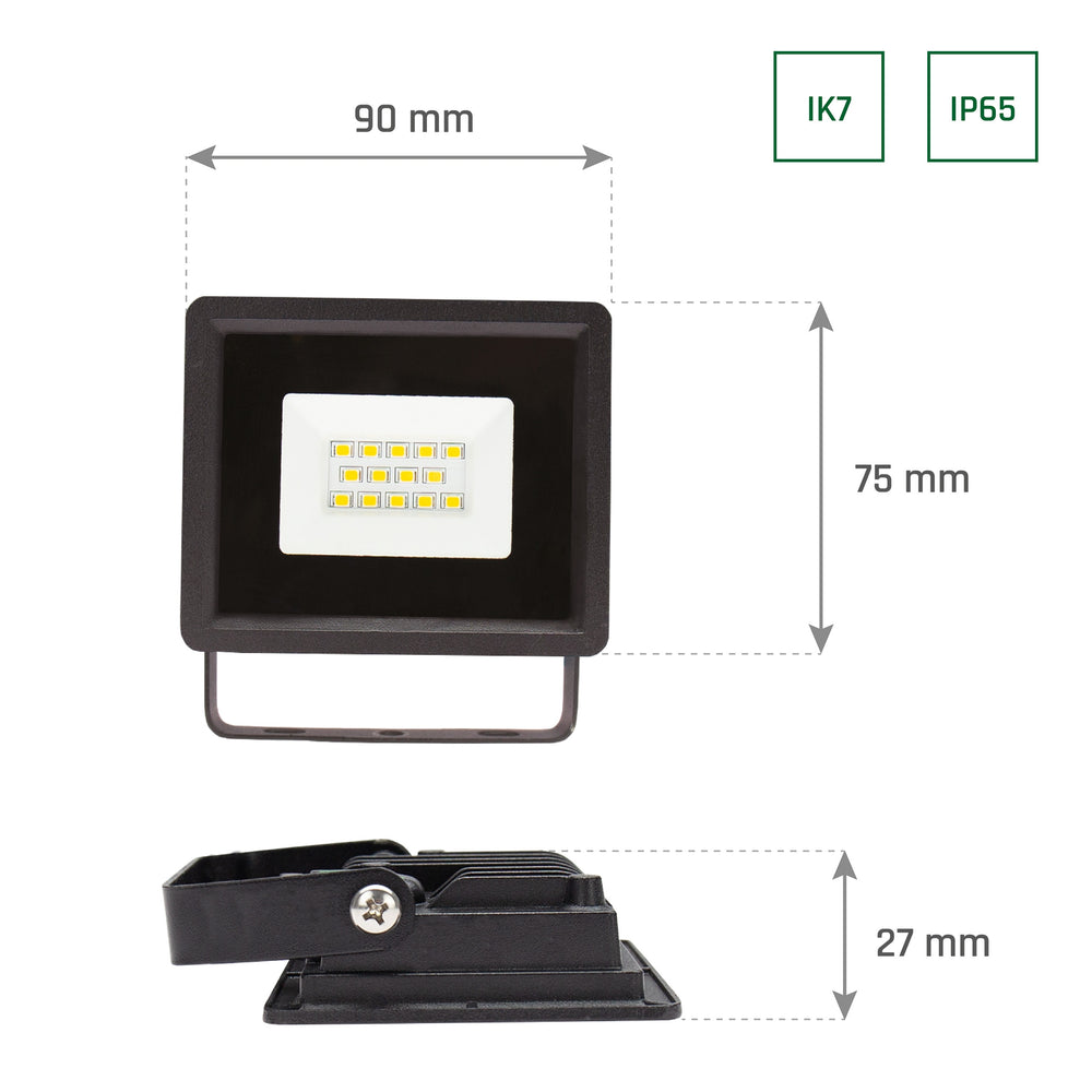 Spectrum NOCTIS LUX 3 LED-Strahler 10W 3000K 950 Lumen 230V IP65 IK07 Schwarz Außenbeleuchtung