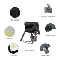 Reflector LED Spectrum NOCTIS LUX 3 20W 6000K 2050 lúmenes 230V IP44 IK07 Negro con sensor PIR