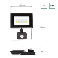 Reflector LED Spectrum NOCTIS LUX 3 20W 6000K 2050 lúmenes 230V IP44 IK07 Negro con sensor PIR