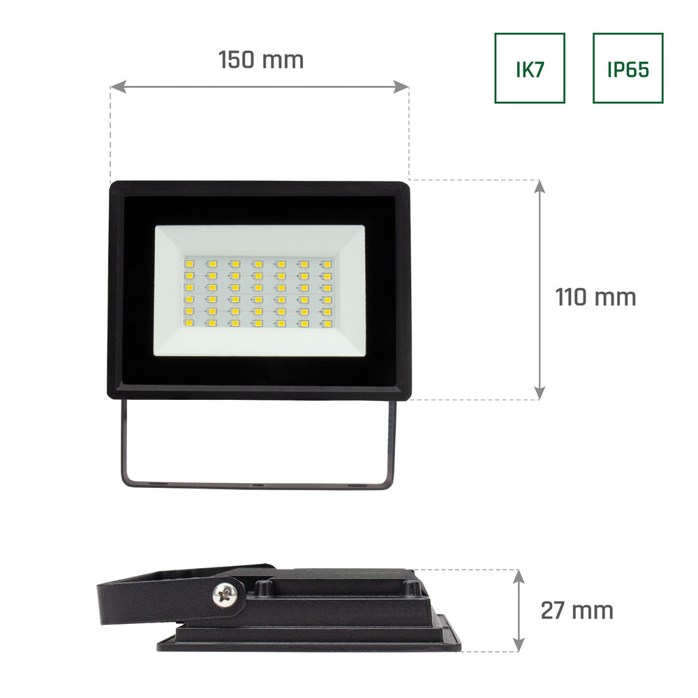 Spectrum NOCTIS LUX 3 Faretto LED 30W 4000K 2800 lumen 230V IP65 IK07 Nero Illuminazione da Esterno