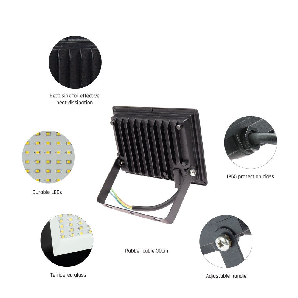 Faretto LED Spectrum NOCTIS LUX 3, 30W 3000K Bianco Caldo, 2700 lumen, 230V, IP65, IK07, Corpo Nero