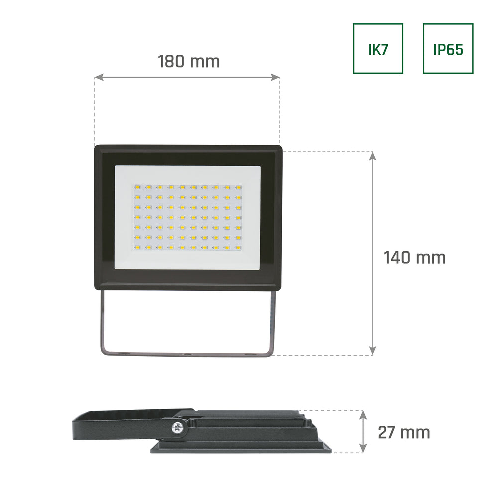 Spectrum NOCTIS LUX 3 LED Schijnwerper 50W 6000K 4700 lumen 230V IP65 IK07 Zwart Buitenverlichting