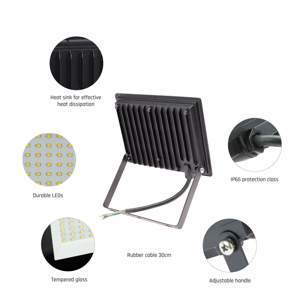 Proiettore LED Spectrum 50W 4000K 4500 lumen 230V IP65 IK07 Nero illuminazione da esterno