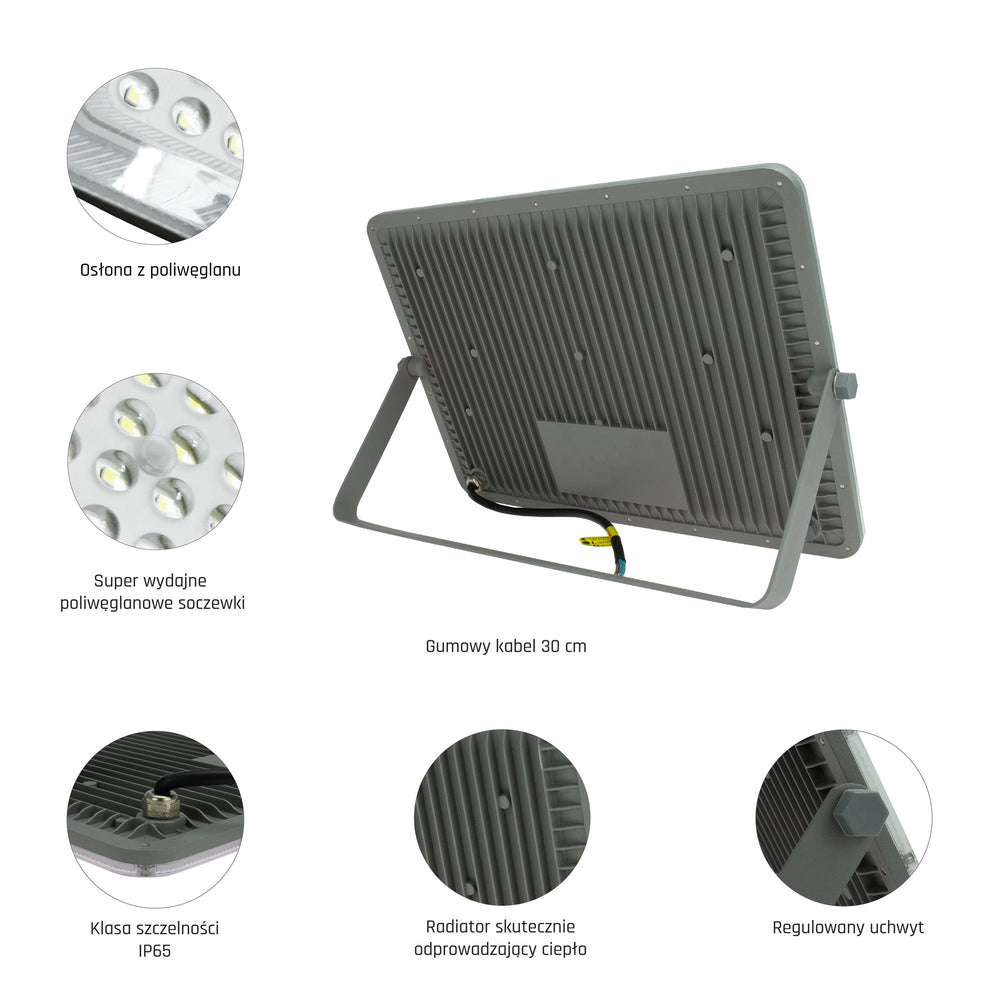 Spectrum LED schijnwerper 200W 230V 4000K 17500 lumen IP65 IK10 85° bundel Grijze behuizing buiten
