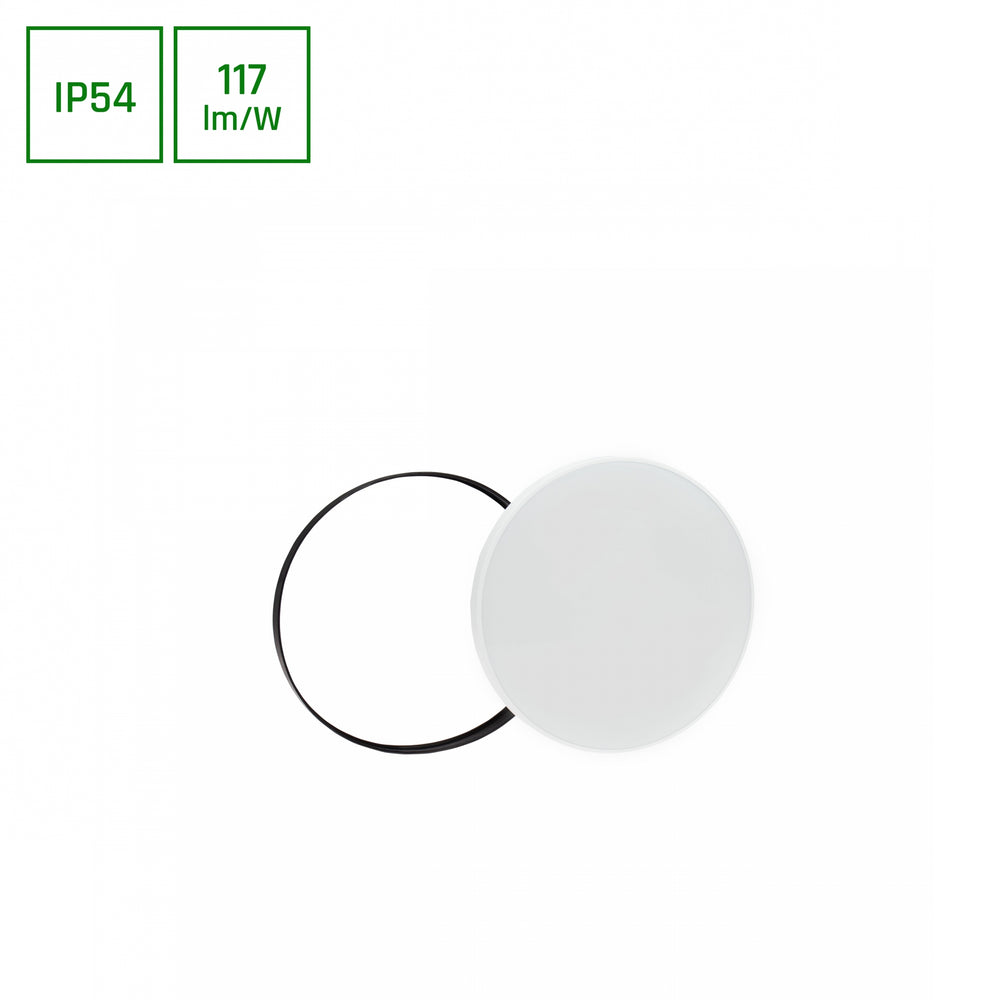 Spectrum NYMPHEA LED plafondlamp 24W 4000K 230V IP54 rond 320mm Wit Zwart opbouw
