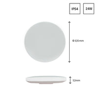 Spectrum NYMPHEA LED plafondlamp 24W 4000K 230V IP54 rond 320mm Wit Zwart opbouw