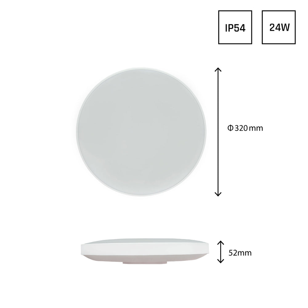 Spectrum NYMPHEA LED plafondlamp 24W 4000K 230V IP54 rond 320mm Wit Zwart opbouw