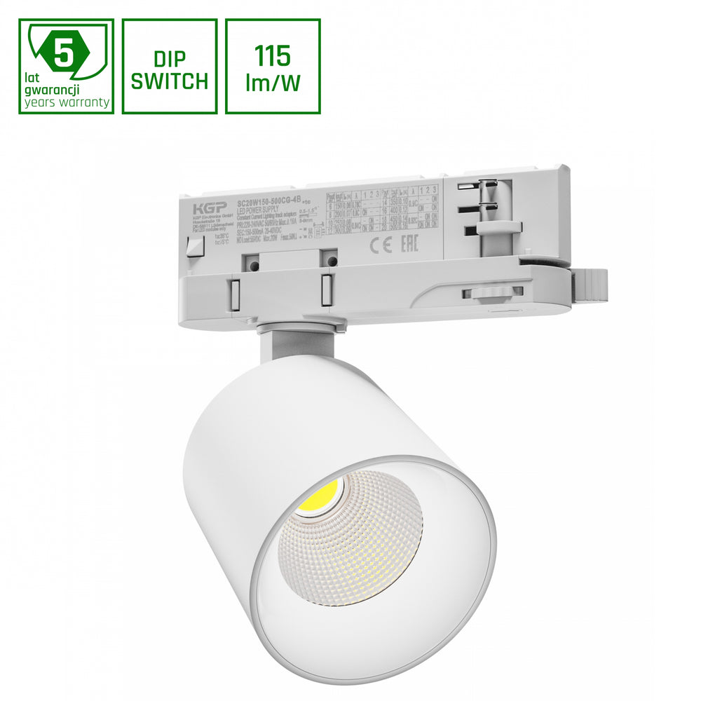 Spot LED dormitorio 20W blanco cálido 3000K con CRI alta &gt;90, 230V, potencia ajustable e IP20 para uso en interiores
