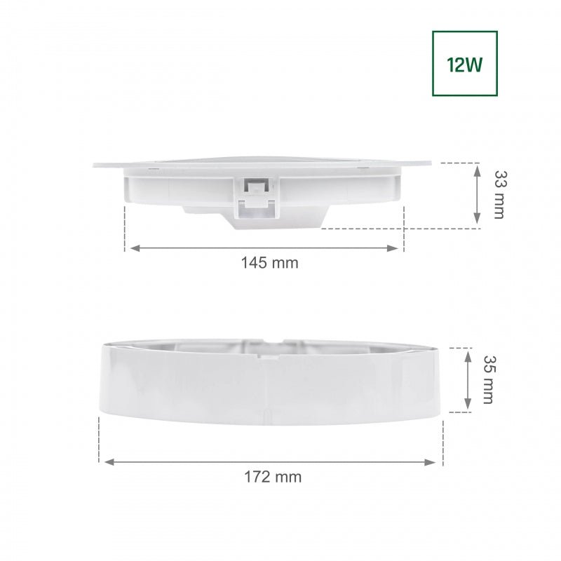 Spectrum Algine 2in1 downlight 12W 150 lumen luce calda 3000K IP20 rotondo per montaggio a soffitto e parete