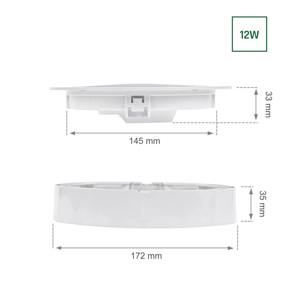 Spectrum Algine 2in1 downlight 12W 150 lumen luce calda 3000K IP20 rotondo per montaggio a soffitto e parete
