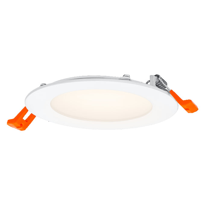 Spot LED encastré slim 8W 550 lumens 3000K Blanc chaud 110° Rond Découpe 105mm Finition blanche