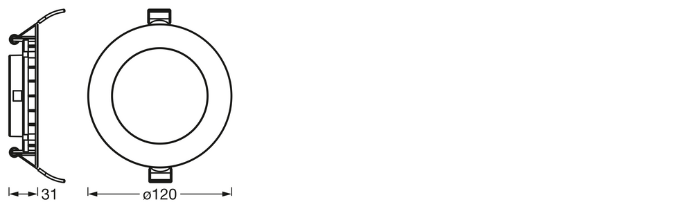 Slim LED Downlight Recessed White 8W 550 lumens 6500K 110° cutout 105mm 120mm bezel