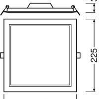 Slim LED Downlight SQ210 18W 1530 lumen 3000K Varmvit, 120° fyrkantig design för moderna innertak