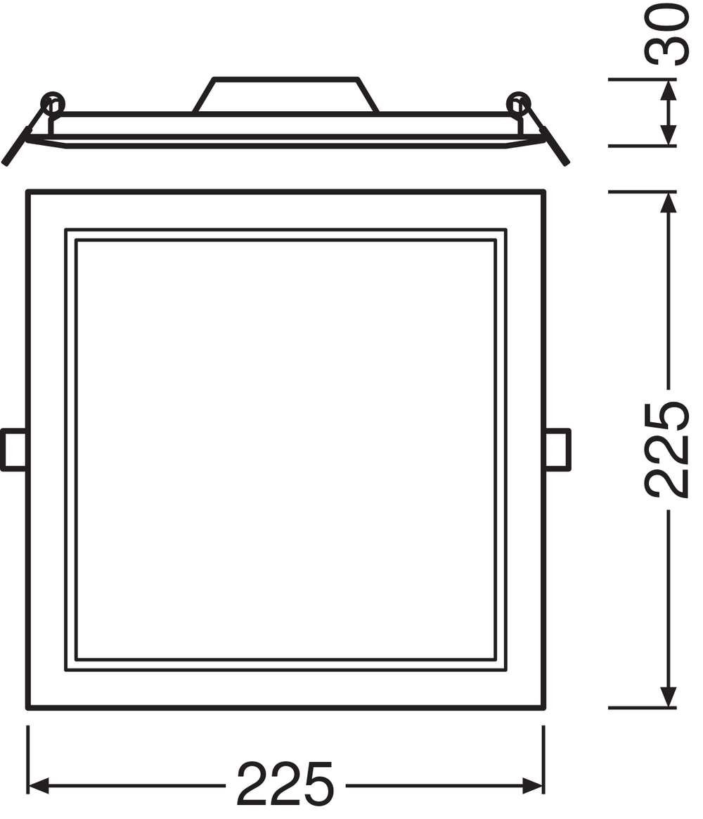 Slim LED Downlight SQ210 18W 1530 lumen 3000K Varmvit, 120° fyrkantig design för moderna innertak