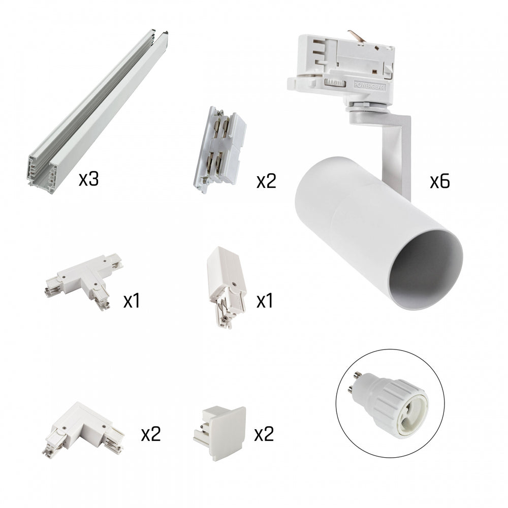 Spectrum Madara Mini LED Schienensystem 6x Spots mit 3-Phasen-Schienen Weiß IP20 Aluminiumgehäuse