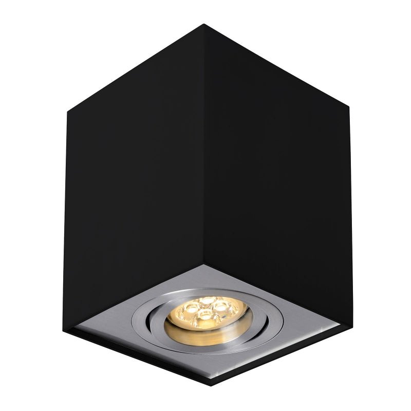 Spectrum CHLOE GU10 zwarte/zilveren verstelbare LED spot, vierkant, IP20, aluminium behuizing, 17000 uur levensduur