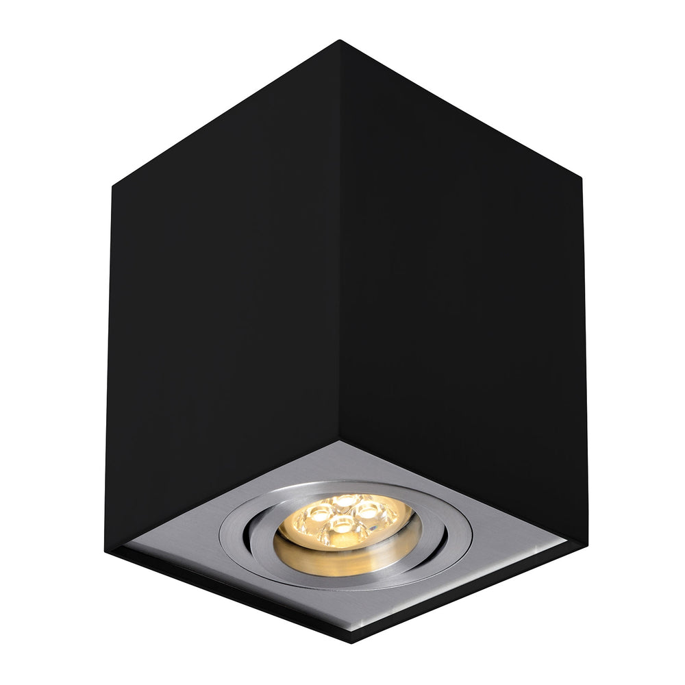 Spectrum CHLOE GU10 zwarte/zilveren verstelbare LED spot, vierkant, IP20, aluminium behuizing, 17000 uur levensduur