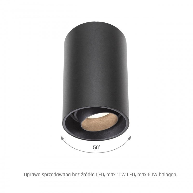 Spectrum Chloe zwarte GU10 spot, verstelbaar rond opbouwarmatuur IP20 voor binnenverlichting