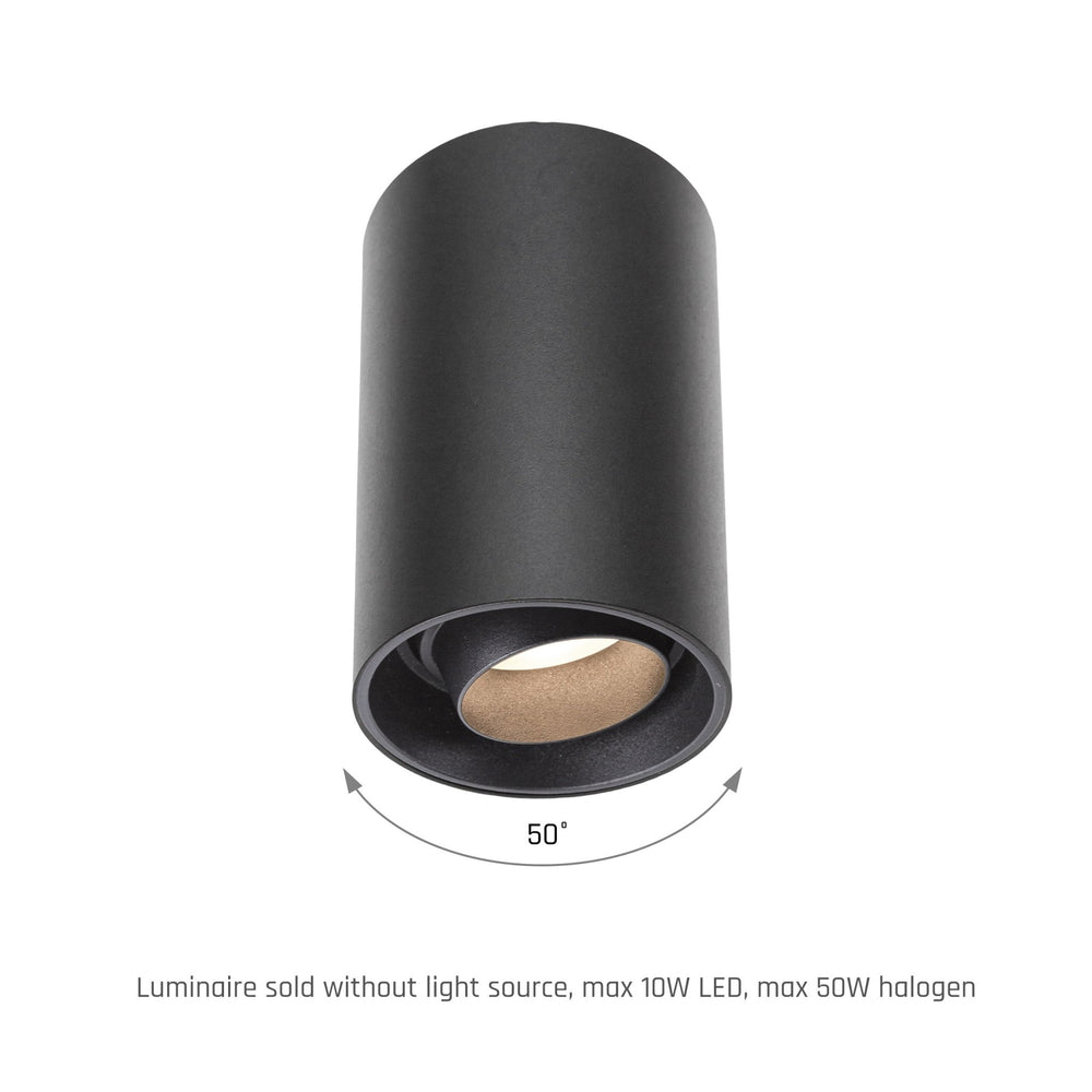 Spectrum Chloe zwarte GU10 spot, verstelbaar rond opbouwarmatuur IP20 voor binnenverlichting
