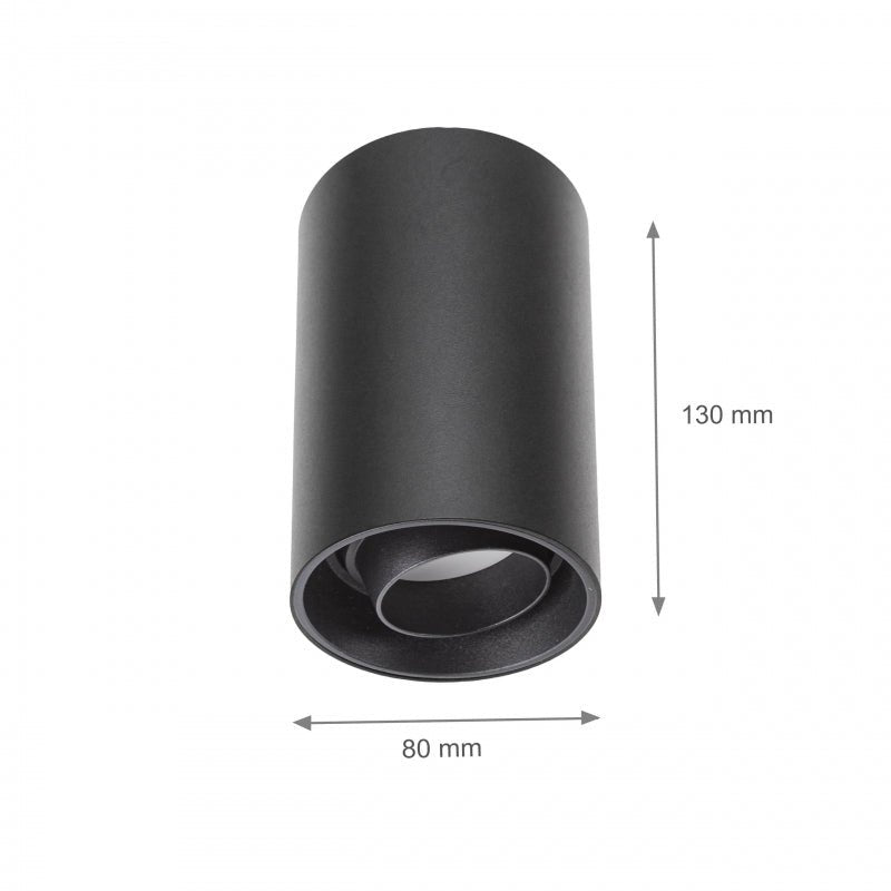 Spectrum Chloe zwarte GU10 spot, verstelbaar rond opbouwarmatuur IP20 voor binnenverlichting
