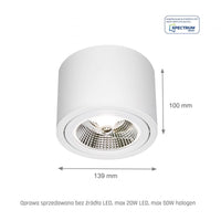 Chloe AR111 GU10 White verstelbare LED spot voor binnengebruik - Spectrum IP20, 17000 uur technologische duurzaamheid