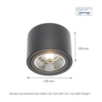Spectrum Chloe AR111 GU10 zwarte led inbouwspot 250V, IP20, verstelbaar, 17000 lumen, aluminium behuizing