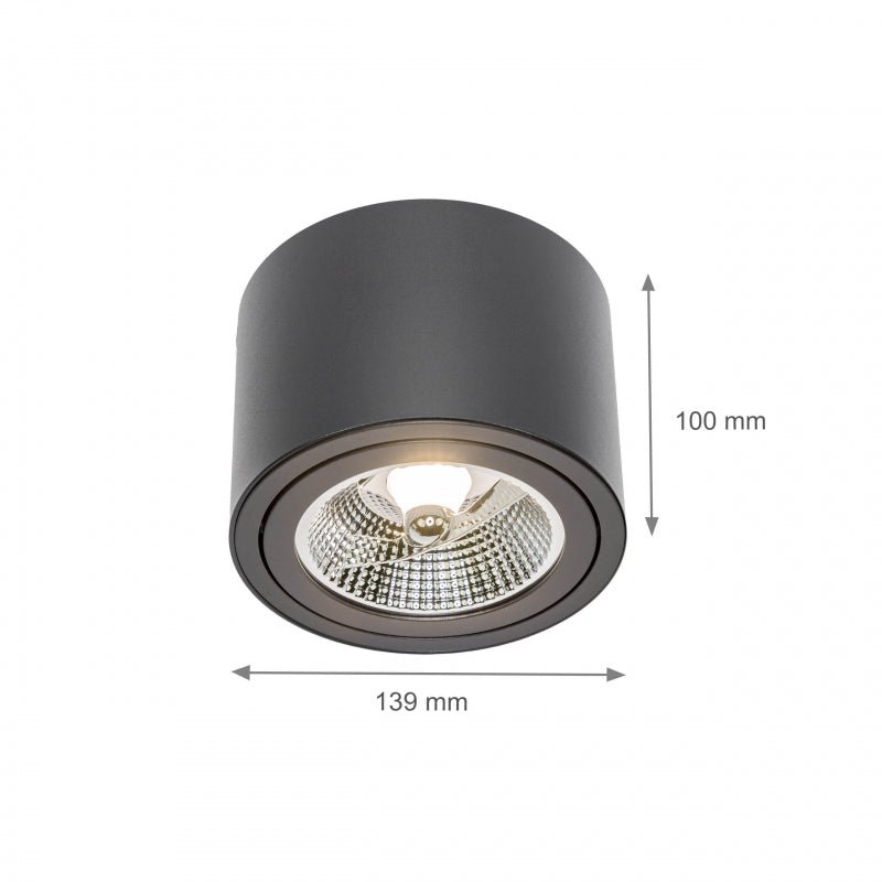 Spectrum Chloe AR111 GU10 zwarte led inbouwspot 250V, IP20, verstelbaar, 17000 lumen, aluminium behuizing